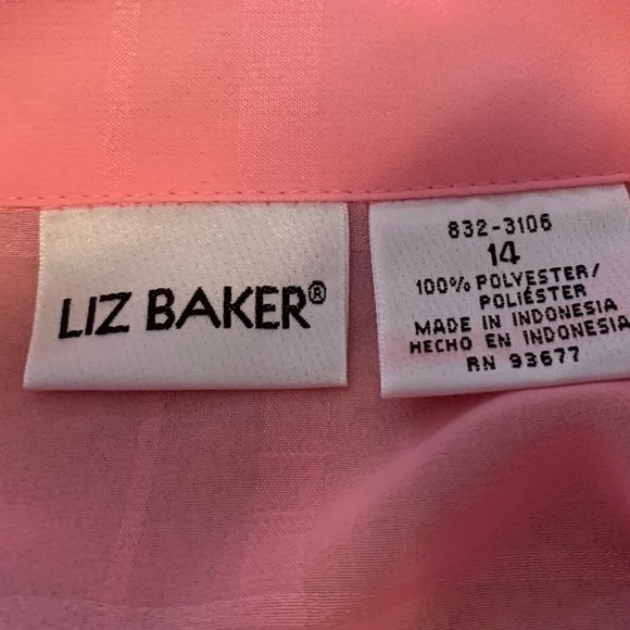 Liz Baker Pink Sheer Blouse with 2 Shells Size 14 - Picture 7 of 16